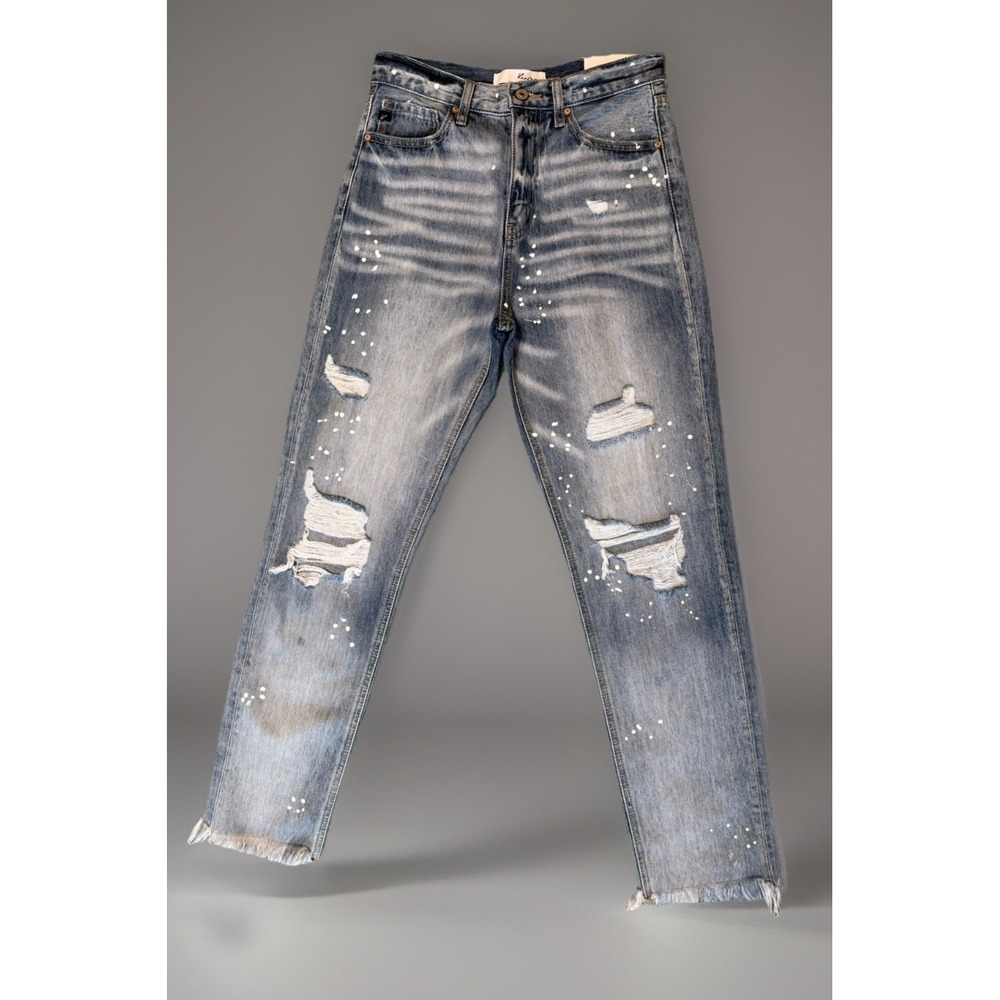 NWT Kancan Raw Hem Estilo Destroyed Paint Splatter‎ Skinny Jeans Womens 24